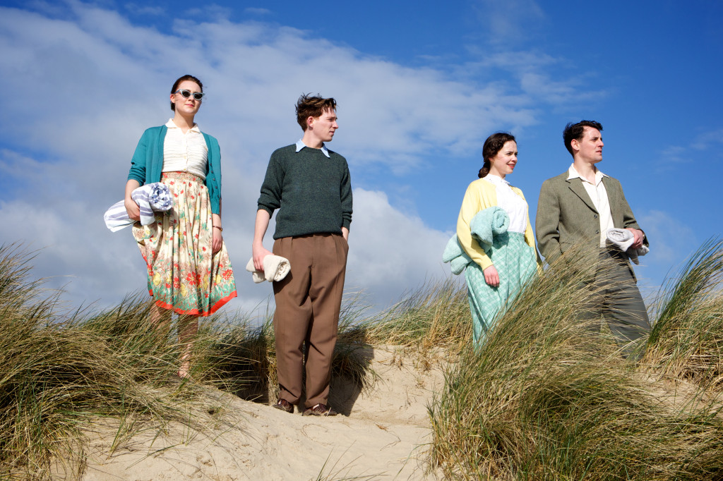 Saoirse Ronan as "Eilis," Domhnall Gleeson as "Jim," Eileen O'Higgins as "Nancy" in BROOKLYN. Photo by Kerry Brown. © 2015 Twentieth Century Fox Film Corporation All Rights Reserved